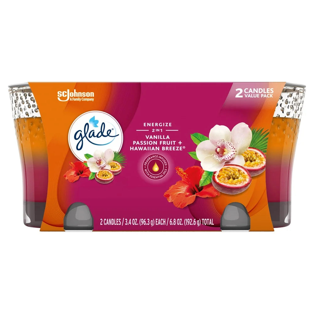 Scented Candle 2 in 1 Set Tropical Vanilla Passion Fruit Essential Oils