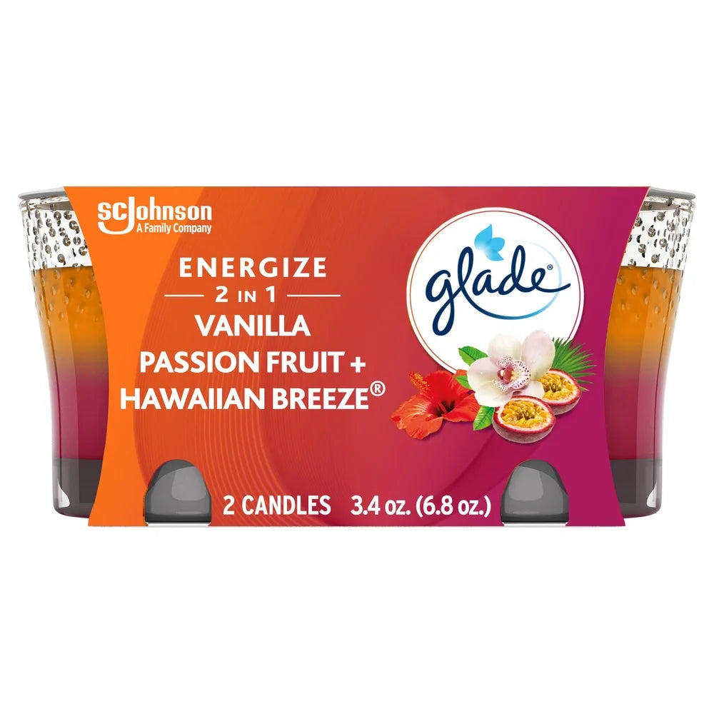 Scented Candle 2 in 1 Set Tropical Vanilla Passion Fruit Essential Oils